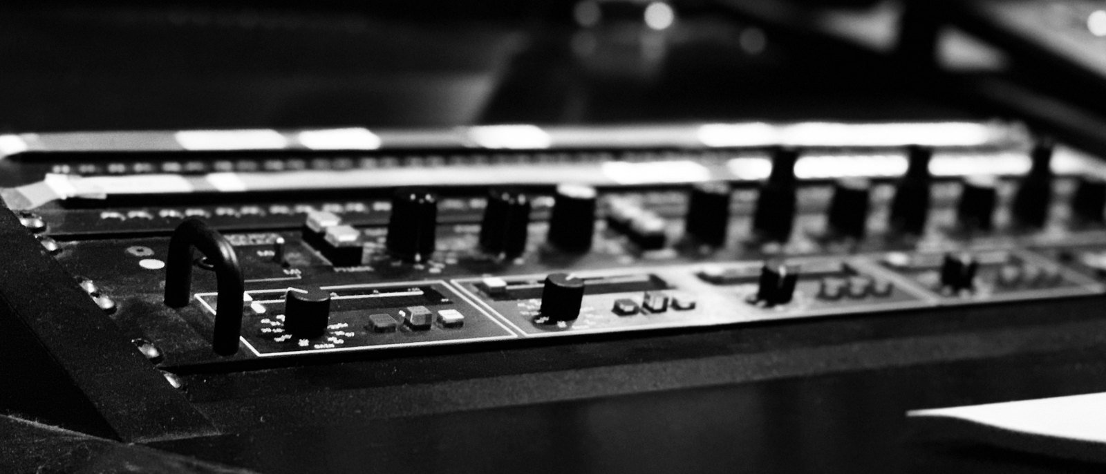 Close-up of console channel strips