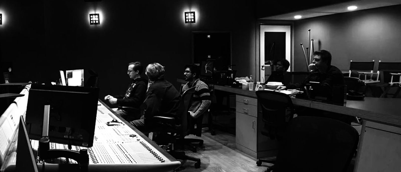The team during a mix session